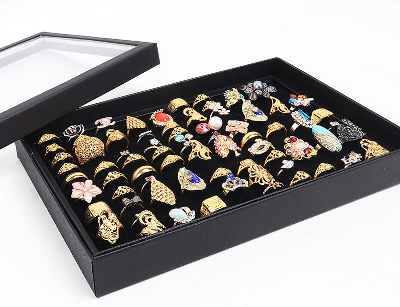 Slots Jewelry Ring Display Organizer Tray Holder Earrings Storage Box Case