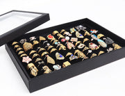 Slots Jewelry Ring Display Organizer Tray Holder Earrings Storage Box Case