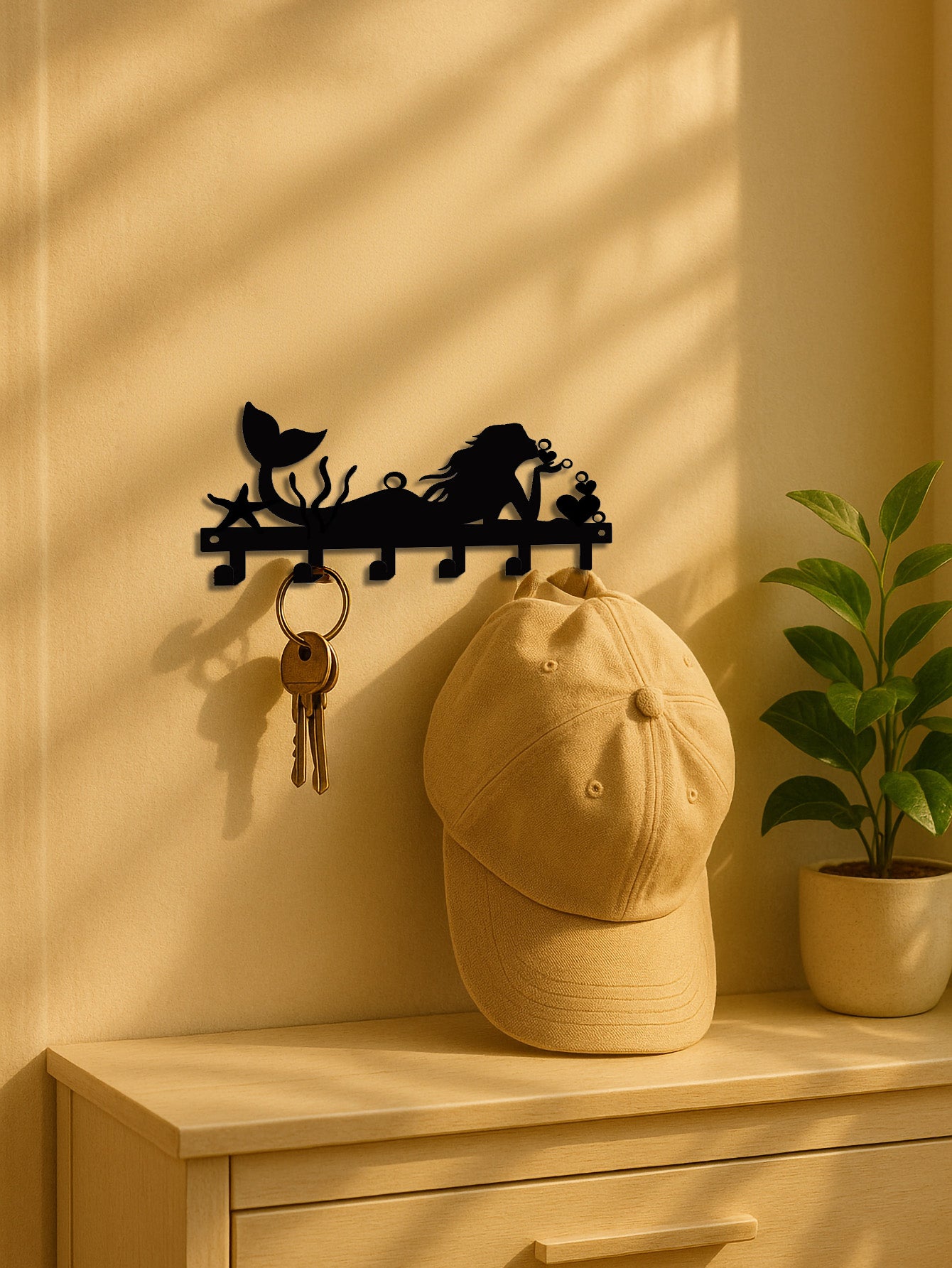 Wall-mounted Single Hanger With Built-in Key Holder,The Decorative Hooks