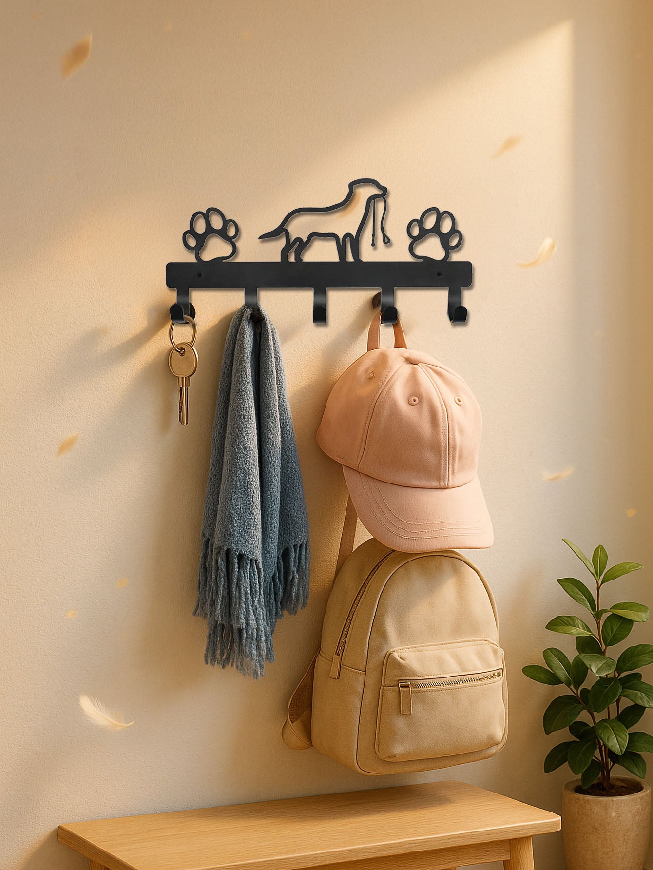Modern Metal Wall-Mounted Key Holder,5-Hook Decorative Rack, Entryway Organizer
