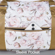 Women's Travel Bag With Toiletry Pouch  Carry-on Overnight & Weekend Bag For Travel, Yoga, And Gym  White Floral Design