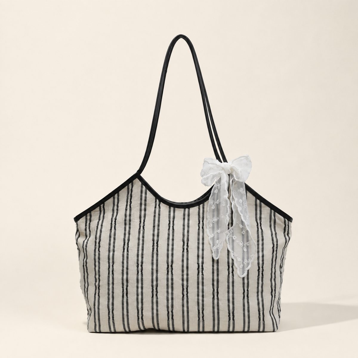 Striped Canvas Tote Bag